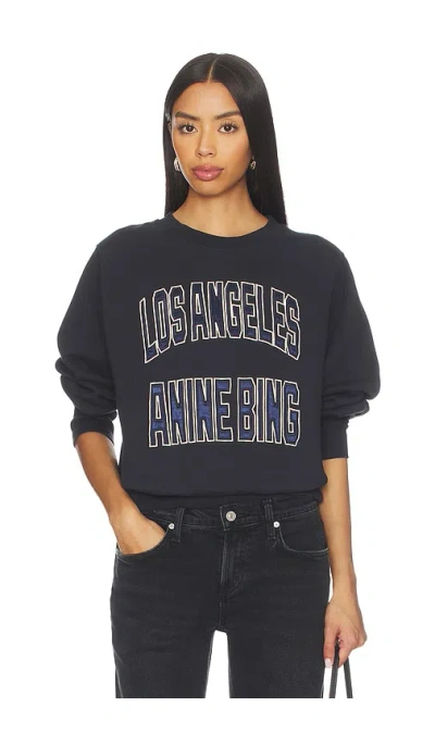 Anine Bing Womens Vintage Black Harry Logo-embroidered Cotton Sweatshirt In Blue