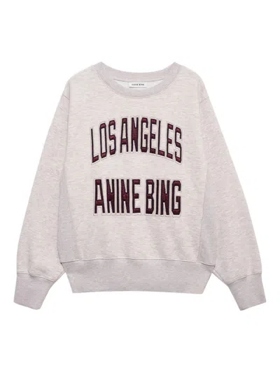 Anine Bing Womens Oatmeal Melange Harry Logo-embroidered Cotton Sweatshirt In White