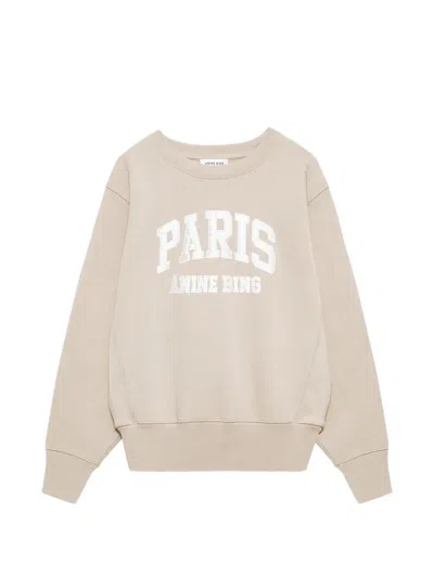 Anine Bing Harry Shrunken Sweatshirt Paris In Neutral