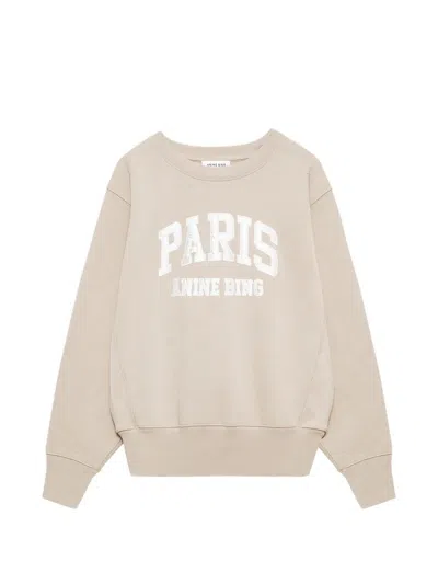 Anine Bing 'harry' Shrunken Sweatshirt Paris In Neutral