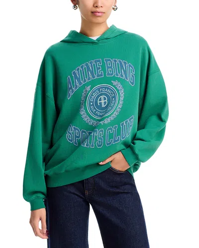 Anine Bing Harvey Cotton Logo Hoodie Sweatshirt In Green