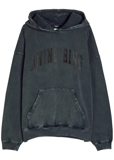 Anine Bing Harvey Hooded Cotton Sweatshirt In Black