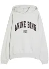 Anine Bing Harvey Hooded Cotton Sweatshirt In Gray