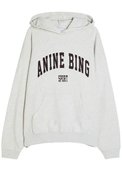 Anine Bing Harvey Hooded Cotton Sweatshirt In Gray