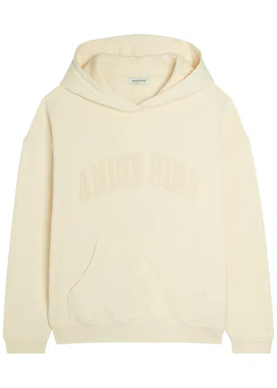 Anine Bing Harvey Hooded Cotton Sweatshirt In Neutral