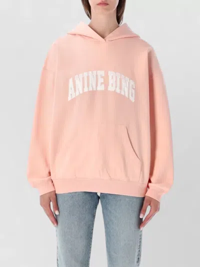 Anine Bing Harvey Hooded Sweatshirt Relaxed Fit In Pink