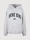 Anine Bing Harvey Logo Print Hooded Sweatshirt In Grey
