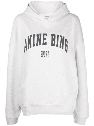Anine Bing Harvey Hoodie Woman Grey In White