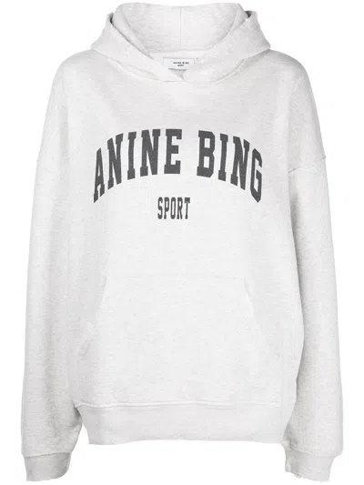ANINE BING HARVEY HOODIE WOMAN GREY IN COTTON