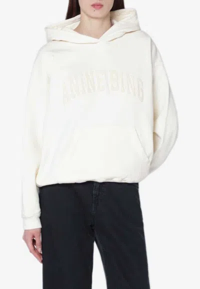 Anine Bing Harvey Logo Hooded Sweatshirt In Neutral