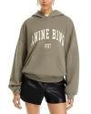 Anine Bing Harvey Logo Hooded Cotton Sweatshirt In Green