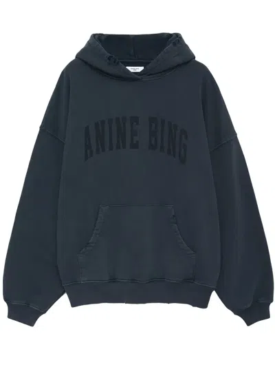 ANINE BING HARVEY LOGO-PRINT COTTON HOODIE