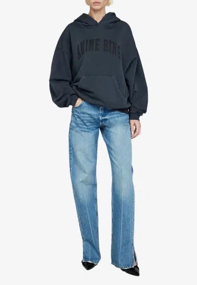 ANINE BING HARVEY LOGO PRINT WASHED HOODIE