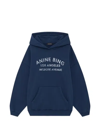 Anine Bing Harvey Logo-detail Hoodie In Blue