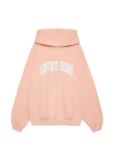 Anine Bing Harvey Logo-patch Hoodie In Pink