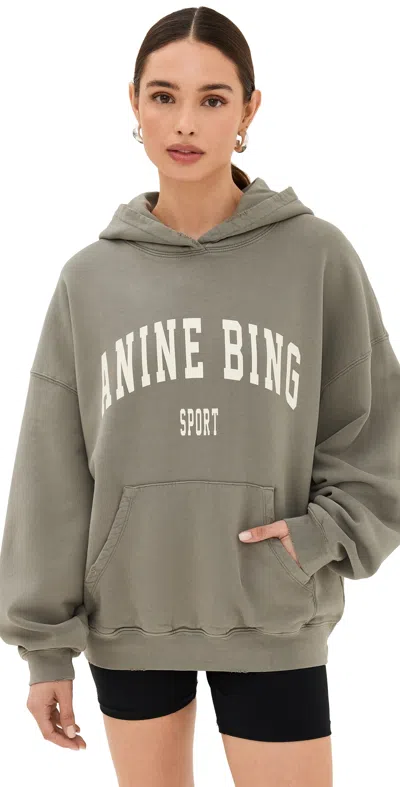 Anine Bing Harvey Sweatshirt In Dusty Olive In Grey