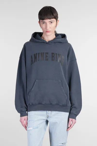 Anine Bing Harvey Sweatshirt In Black Cotton In Blue