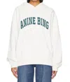 Anine Bing Harvey Sweatshirt In Ivory With Dark Sage In Multi