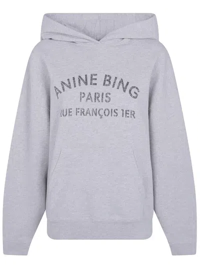 Anine Bing "harvey" Sweatshirt Paris Stencil In Gray