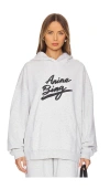 Anine Bing Harvey Logo Jersey Sweatshirt Hoodie In Heather Grey