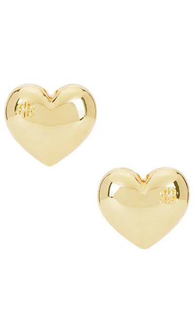 Anine Bing Heart Earrings In Metallic Gold