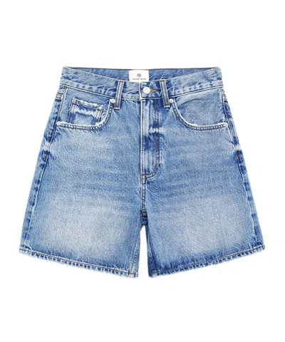 Anine Bing Heath Frayed Shorts In Blue