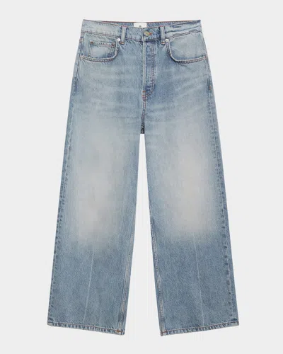 Anine Bing Heath Straight Mid-rise Jeans In Blue