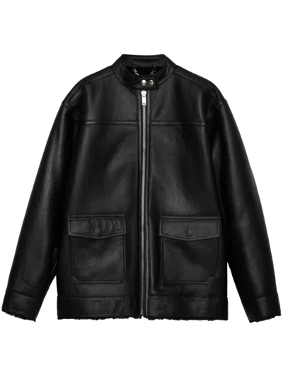 Anine Bing Henry Leather Jacket In Black