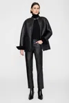Anine Bing Henry Jacket In Black Leather With Shearling In Black