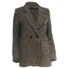 Anine Bing Herringbone Blazer In Multicolor Acrylic In Gray