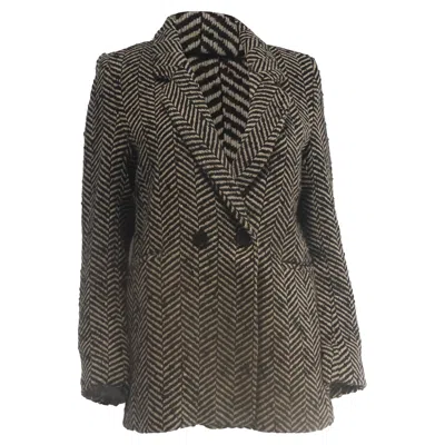 Anine Bing Herringbone Blazer In Multicolor Acrylic In Gray