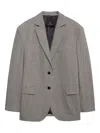 Anine Bing Herringbone Two-button Blazer In Gray