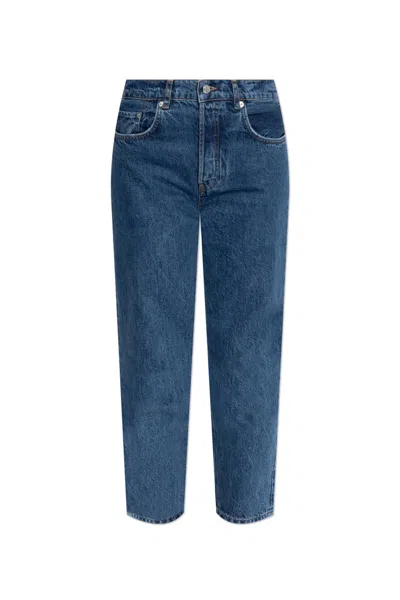 Anine Bing Cropped Jeans In Navy