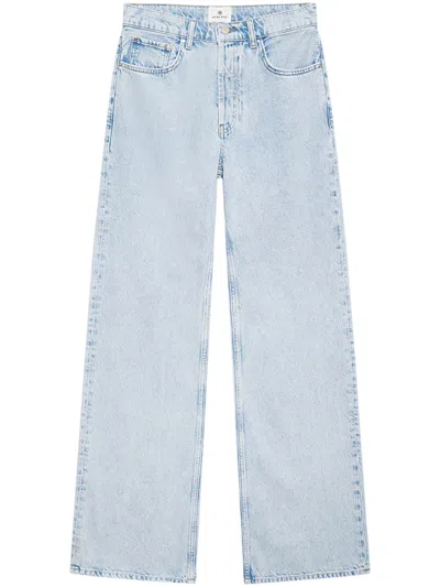 Anine Bing High-waisted Wide-leg Trousers With Vintage Appeal In Blue