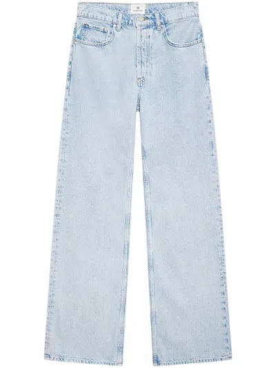 Anine Bing High-waisted Wide-leg Trousers With Vintage Appeal In Blue