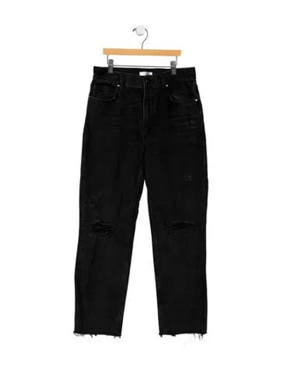 Pre-owned Anine Bing High-rise Straight Leg Jeans In Black