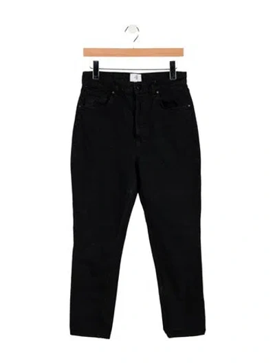 Pre-owned Anine Bing High-rise Straight Leg Jeans In Black
