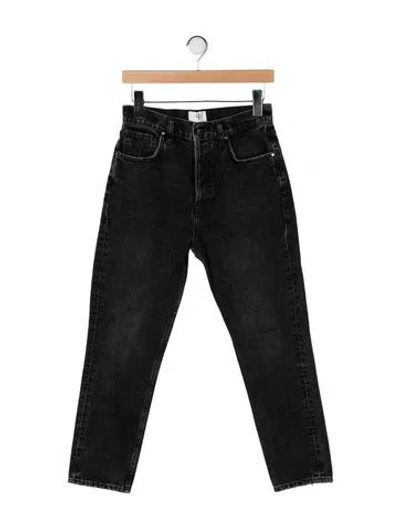 Pre-owned Anine Bing High-rise Straight Leg Jeans In Black