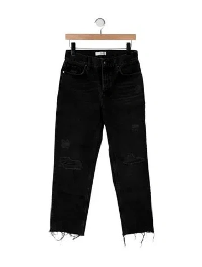 Pre-owned Anine Bing High-rise Straight Leg Jeans In Black
