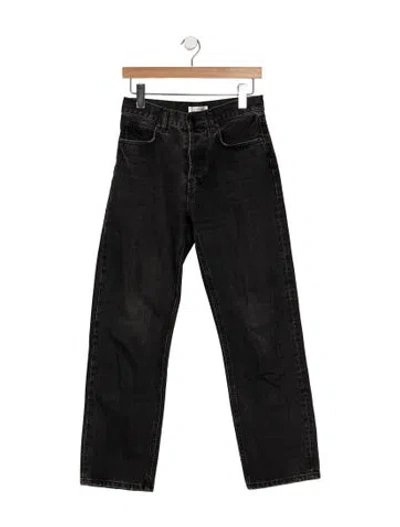 Pre-owned Anine Bing High-rise Straight Leg Jeans In Black
