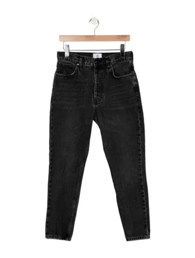 Pre-owned Anine Bing High-rise Straight Leg Jeans In Black