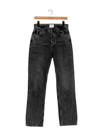 Pre-owned Anine Bing High-rise Straight Leg Jeans In Black
