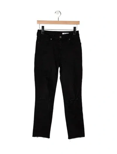 Pre-owned Anine Bing High-rise Straight Leg Jeans In Black