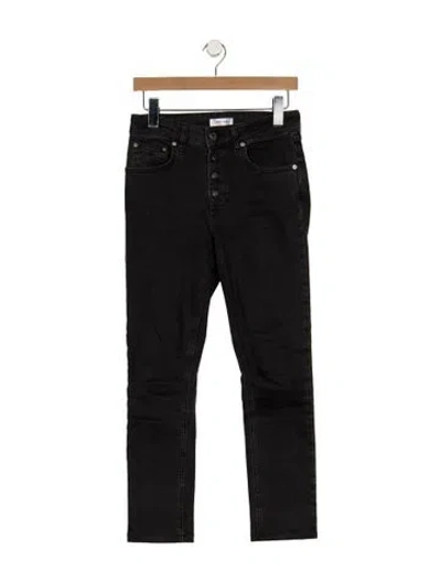 Pre-owned Anine Bing High-rise Straight Leg Jeans In Black