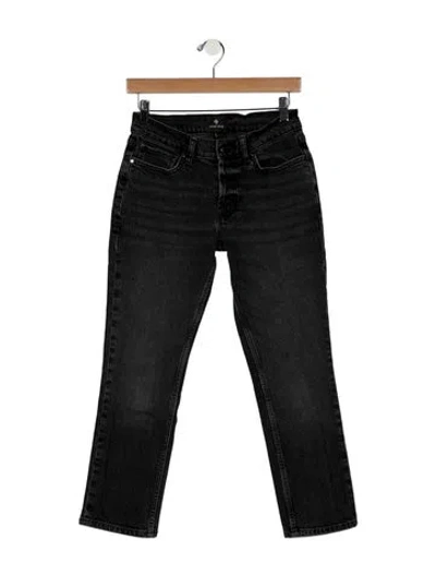 Pre-owned Anine Bing High-rise Straight Leg Jeans In Black