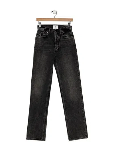 Pre-owned Anine Bing High-rise Straight Leg Jeans In Black