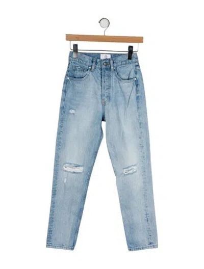 Pre-owned Anine Bing High-rise Straight Leg Jeans In Blue