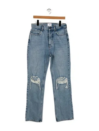 Pre-owned Anine Bing High-rise Straight Leg Jeans In Blue