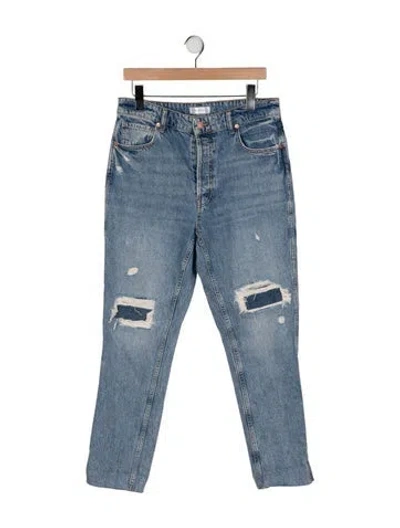 Pre-owned Anine Bing High-rise Straight Leg Jeans In Blue