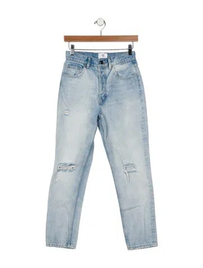 Pre-owned Anine Bing High-rise Straight Leg Jeans In Blue